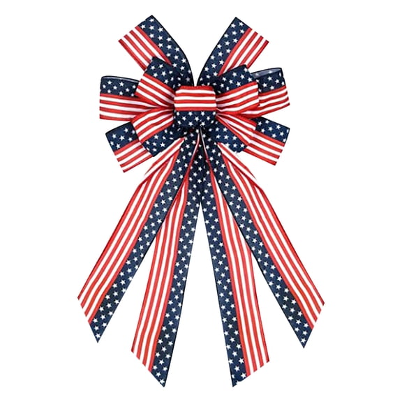 1ps July 4th Patriotic Wreath Bow, Handmade Ribbon Bow, American Flag Bow, Independence Day Series Decorative Bow Diy Accessories, Suitable for Independence Day Party Festive Background Decoration.