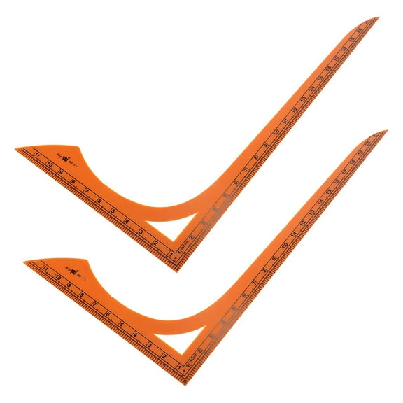 2 Pcs Sewing L Shape Hemline Patchwork Ruler Sewing Tool 55.7X3.1X0.3CM Orange