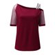 thumbnail image 2 of Gibobby Camisa De Invierno Top liso con hombros descubiertos para mujer, camiseta Sexy elegante, camiseta de manga corta con , blusa de（Rojo， S), 2 of 5