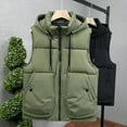 thumbnail image 3 of USNSM Mens Winter Puffer Vest Vintage Casual Hooded Sleeveless Waistcoat Quilted Jacket Pockets Zip Up Padded Coats Outerwear Green XXXL, 3 of 7