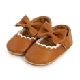thumbnail image 4 of WILLFUN Baby Girls Mary Jane Flats Bowknot Princess Dress Crib Shoes Non-Slip Soft Sole Shoes for Toddler First Walkers(12-18 Months Infant, Brown), 4 of 5