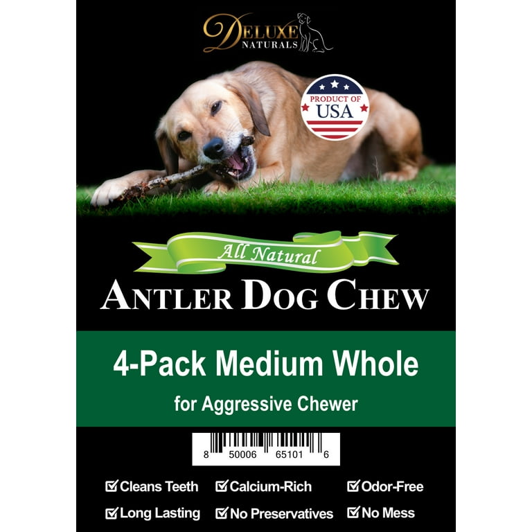 Free Shipping Deluxe Naturals Elk Antler Dog Chew 4 Pack Medium Whole Antlers Walmart