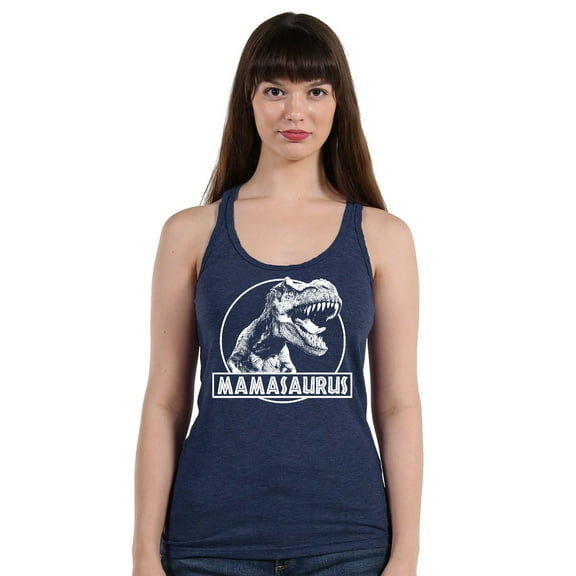 Mamasaurus Funny Mother Dinosaur T-Rex Head Women's Tank Top, M, H. Navy