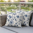 thumbnail image 4 of Blue Flowers Pillow Covers 2 Pack Watercolor Leaf Summer Plant Farmhouse Pillowcase Waterproof Outdoor Throw Pillow Cover for Patio Garden Square Cushion 16”x16”, 4 of 9