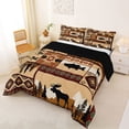 thumbnail image 2 of jejeloiu Rustic Moose Patchwork Full Size Comforter Sets,Southwestern Fish Print Bedding Comforter Set For Boys,Brown Beige,Black Reversible,3-Piece,1 Comforter and 2 Pillowcases, 2 of 7