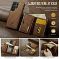 thumbnail image 6 of ELEHOLD Case for Samsung Galaxy S25 Ultra, Magnetic 2 in 1 Detachable Leather Wallet Case with Card Holder & Stand,Brown, 6 of 10