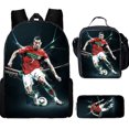 thumbnail image 1 of Conjunto de mochila infantil de 3 piezas con diseños de jugadores de fútbol para el colegio., 1 of 5