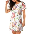 thumbnail image 2 of Gukieu colorful easter eggs Print Women's Nightgown, A-line Round Neck Short-sleeved Nightgown Pajamas Home Wear Suitable for Home and Outing, 2 of 6