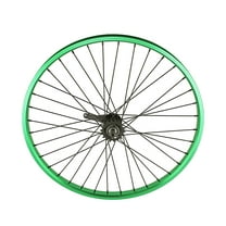 Bike 26 x 32mm Alloy Coaster Wheel 36 Spoke 12G Black 3/8 Axle Single Wall Green.