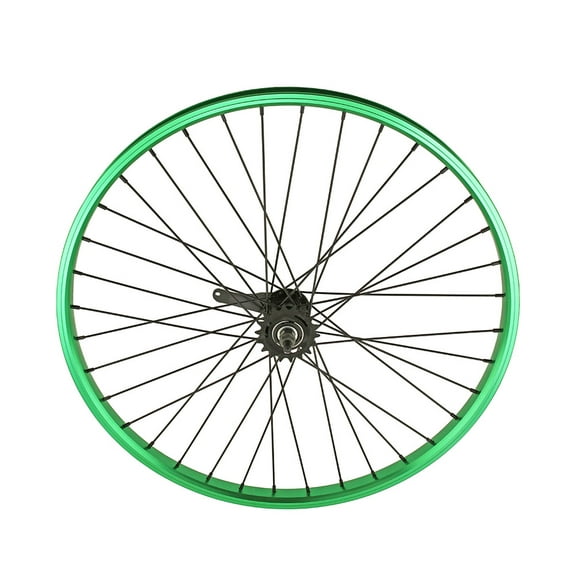 Bike 26 x 32mm Alloy Coaster Wheel 36 Spoke 12G Black 3/8 Axle Single Wall Green.