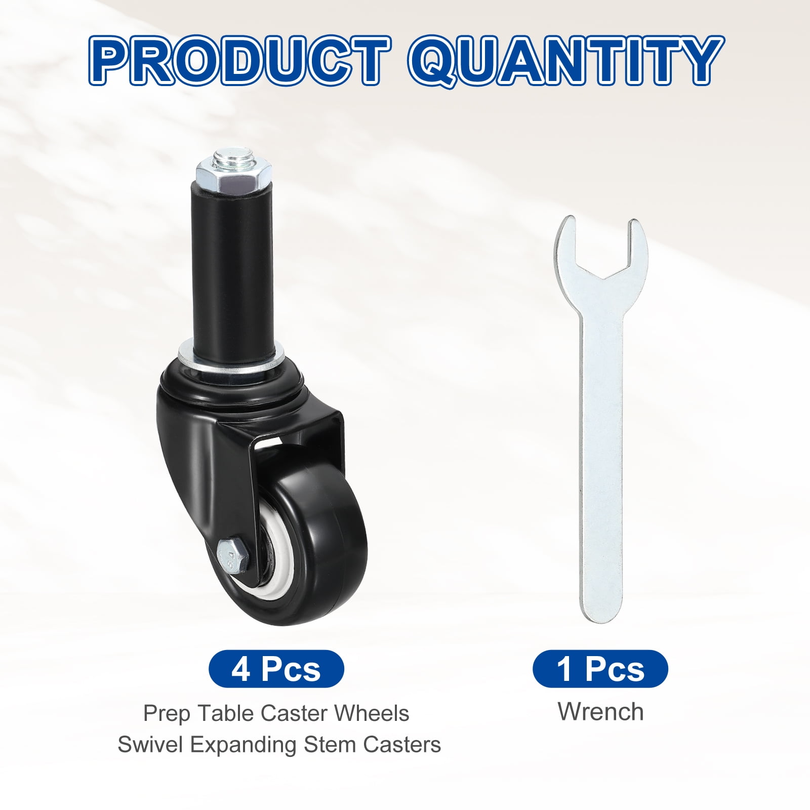 Uxcell 4pcs Prep Table Caster Wheels (2 Inch) - Heavy Duty Swivel Expanding Stem Casters for Commercial Kitchen Prep Tables Utility Cart Furniture Legs Worktable