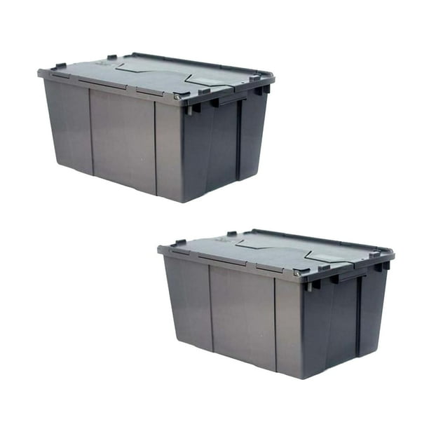 Contenedores con Tapa BoxArch30 2 Pzas 30kg 60x40x32cm Apilable Bisagras Polietileno Color Gris.