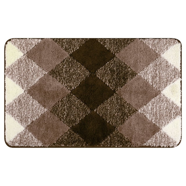 REGALWOVEN Alfombra de baño con patrón geométrico, alfombra suave y absorbente, alfombra antideslizante para bañera, ducha, decoración del hogar marrón 16" x 24"