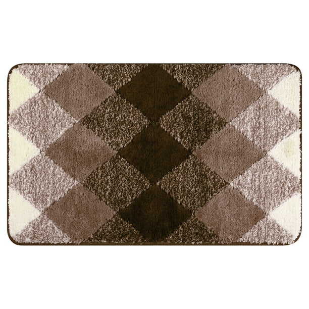 REGALWOVEN Alfombra de baño con patrón geométrico, alfombra suave y absorbente, alfombra antideslizante para bañera, ducha, decoración del hogar marrón 16" x 24"
