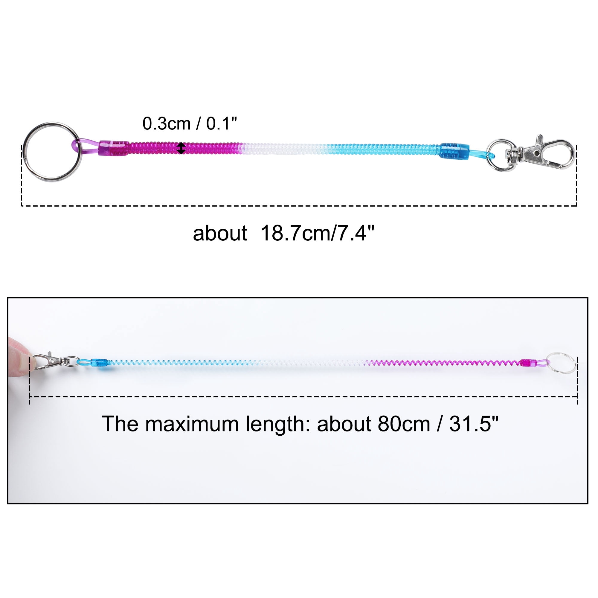 Unique Bargains Stretch Coiled Lanyard - Spiral Retractable Spring Coil Keychain Cord