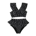 thumbnail image 3 of CAICJ98 Swimsuit for Women Women's High Waist Bikini Swimsuit Floral Print Knot Two Piece Bathing Suit Black,XXL, 3 of 5