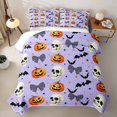 thumbnail image 2 of Feelyou Spooky Skeleton Bat Quilt King, Cute Bowknot King Coverlet Set, Lavender, 3-Piece, 1 Comforter and 2 Pillowcases, 2 of 7