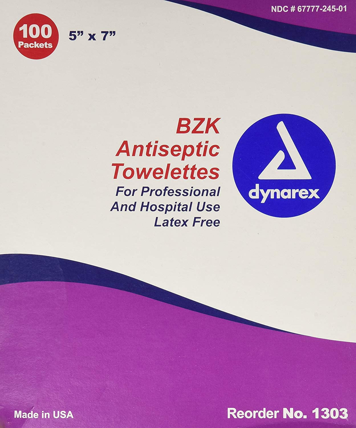 BZK Antiseptic Cleansing Towlettes, 100 packaged towlettes, 5'x 7'