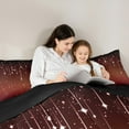 thumbnail image 4 of Feelyou Psychedelic Galaxy Kids Bedding Comforter Set 7pcs, Bling Stars Print King Bedding Sets, Dark Orange Black Reversible Bed Sheets, Luxury Bedroom Decor, 3-Piece, 4 of 7