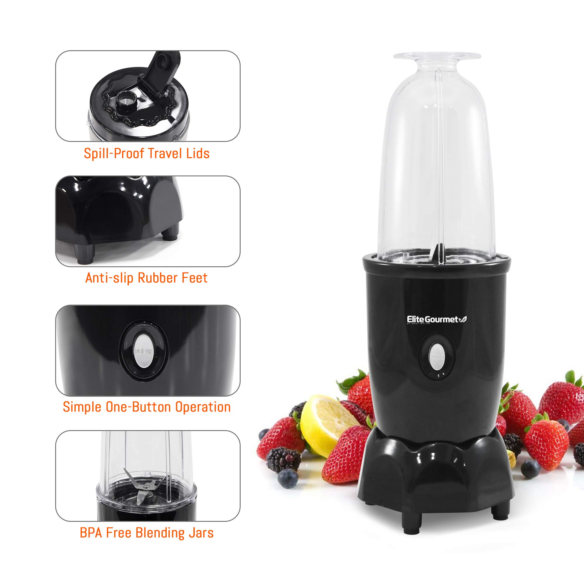 Maxi-Matic EPB-1800 Personal Drink Blender, 17 Piece, 300W, 16 Oz, Black - image 2 of 7