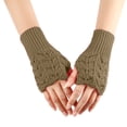 thumbnail image 1 of Lovzfmll Gants Tricotés Sans Doigts pour Femmes, Réchauffe-Bras Motif Cœur, Unisexe Doigts Ouverts, Réchauffe-Poignets pour Temps Froid, Kaki, 1 of 5