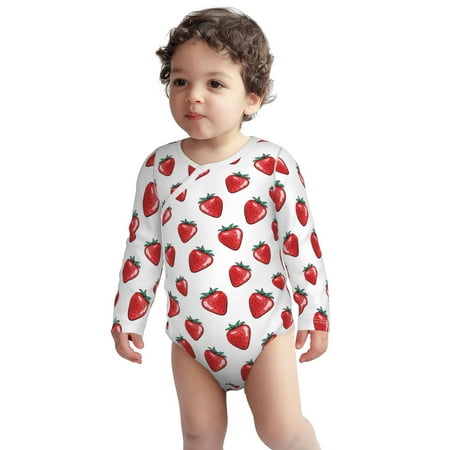 

Fotbe Hand Drawn Strawberry Pattern Unisex-baby Long-sleeve Bodysuit Long Sleeve Bodysuits One-piece 100% Organic Cotton for Infant Baby Boys Unisex-18 Months