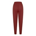 thumbnail image 3 of ATENAR Linen Pants Women,Loose Pants for Womem,Drawstring,Breathable,Solid,Red,M(US:6), 3 of 6