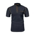 thumbnail image 4 of Men's Polo Shirts Summer Mesh Ice Silk Solid Color Short Sleeve Button Stand Collar Breathable Pocket Tops Lightweight T Shirts for Men Dark Gray M, 4 of 4