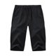 thumbnail image 1 of Pantalones capri de lino para hombre: pantalones de playa holgados con cordón ajustable, corte amplio, cintura ajustable, bolsillos profundos, ropa informal de verano, 1 of 3