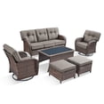 thumbnail image 2 of PARKWELL 6 Pieces Patio Furniture Set with Swivel Chairs, Outdoor All-Weather Wicker Conversation Sofa Set with Coffee Table,Ottoman and 5" Thick Cushion for Porch Deck, Brown/Gray, 2 of 11