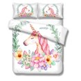 thumbnail image 2 of 3D blanco dibujos animados niños flor unicornio ropa de cama conjunto edredón funda nórdica, fundas de almohada, 2 of 5
