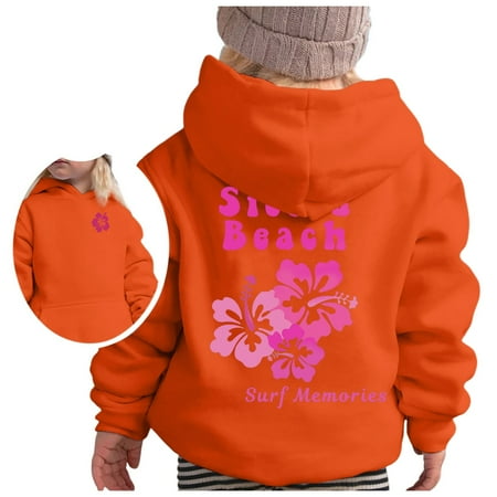 

Cute Hoodies For Girls Casual Sweatshirt Long Sleeve Graphic Fall Winter Comfortable Pullover Sweater Soft Tops Orange 12-13 Years