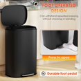 thumbnail image 3 of FASCK 13 Gallon/50 L Garbage Can Kitchen Trash Can with Lid for Office Bedroom Bathroom Step Trash Bin Fingerprint-Proof Brushed Stainless Steel 13 Gallon / 50 Liter,Black, 3 of 7