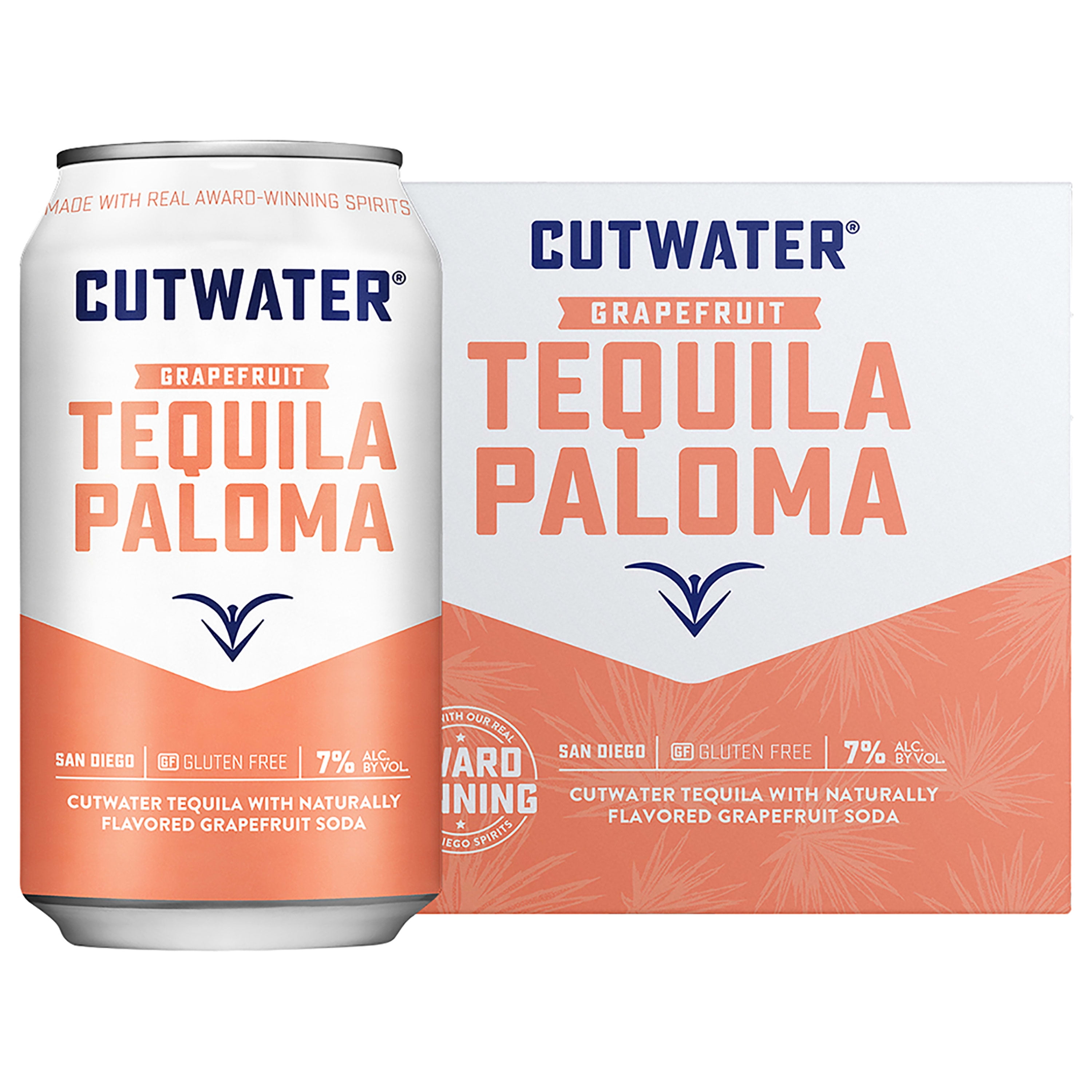 Cutwater Spirits Grapefruit Tequila Paloma, 4 Pack 12 fl. oz. Cans, 7