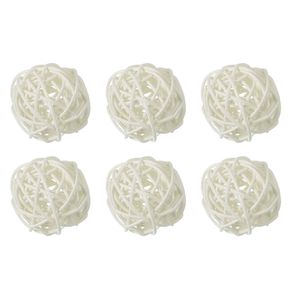 Uxcell 6 Pcs Wicker Rattan Balls 2 Inch Rattan Decorative Balls Vase Fillers for Wedding Party Centerpiece Bowls Home Decoration, White
