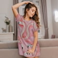 thumbnail image 3 of Xecao Flamingos for Women's Loose Nightgown Sleepwear Short Sleeves Shirt Casual Print Sleepdress, 3 of 6