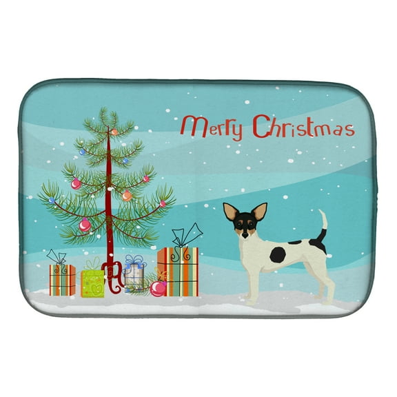 Toy Fox Terrier Christmas Tree Dish Drying Mat