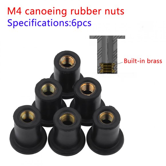 LHCER Windshield Nuts,Well Nuts,6pc M4 Durable Rubber Well Nuts Windshield Bolts for Motorcycles Kayak Canoe Boats