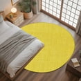 thumbnail image 3 of Yellow 4ft Round Rug, Farmhouse Burlap Solid Yellow Color Modern Linen Texture Non-Skid Rubber Backing Large Area Rugs - Living Room Bedroom Home Office, Indoor Floor Mat Carpets Washable Rug, 3 of 9