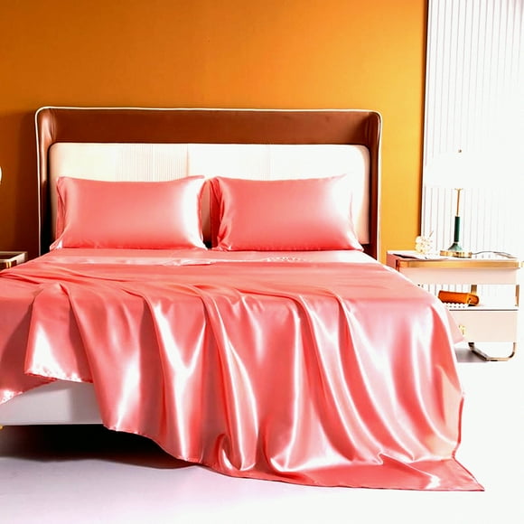Luxury Silky Soft Matte Bedding Set - Silky-Free Queen Sheet Set with Deep Pocket Fitted Sheet, Flat Sheet, and Pillow Cases in Pink Color