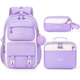 thumbnail image 1 of Set de mochilas Fimibuke para niñas, impermeable, con lonchera, color morado, 1 of 7
