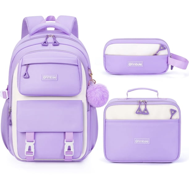 Set de mochilas Fimibuke para niñas, impermeable, con lonchera, color morado