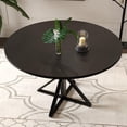 thumbnail image 3 of Mesa Redonda de Comedor para 4 Personas - 47 Pulgadas de Diámetro, Base Metálica Resistente y Tablero de Madera, Mesa Circular para Cocina, Comedor o Sala de Estar, 3 of 8