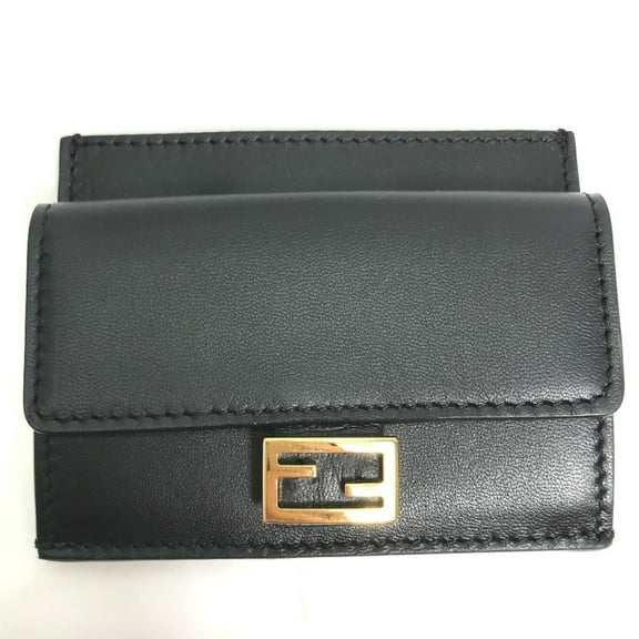Pre-Owned FENDI 8M0423 Baguette Card Holder/Coin Purse/Wallet in Black Leather for... (Good)