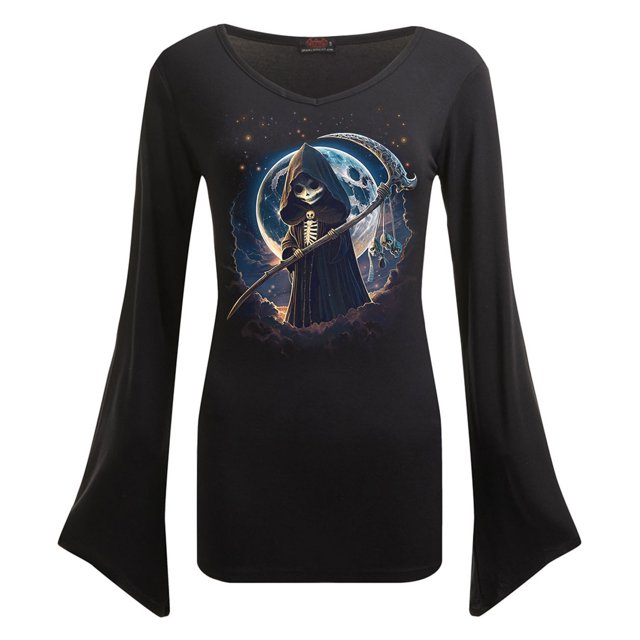 Spiral Womens Reaperette Gothic Flared T-Shirt