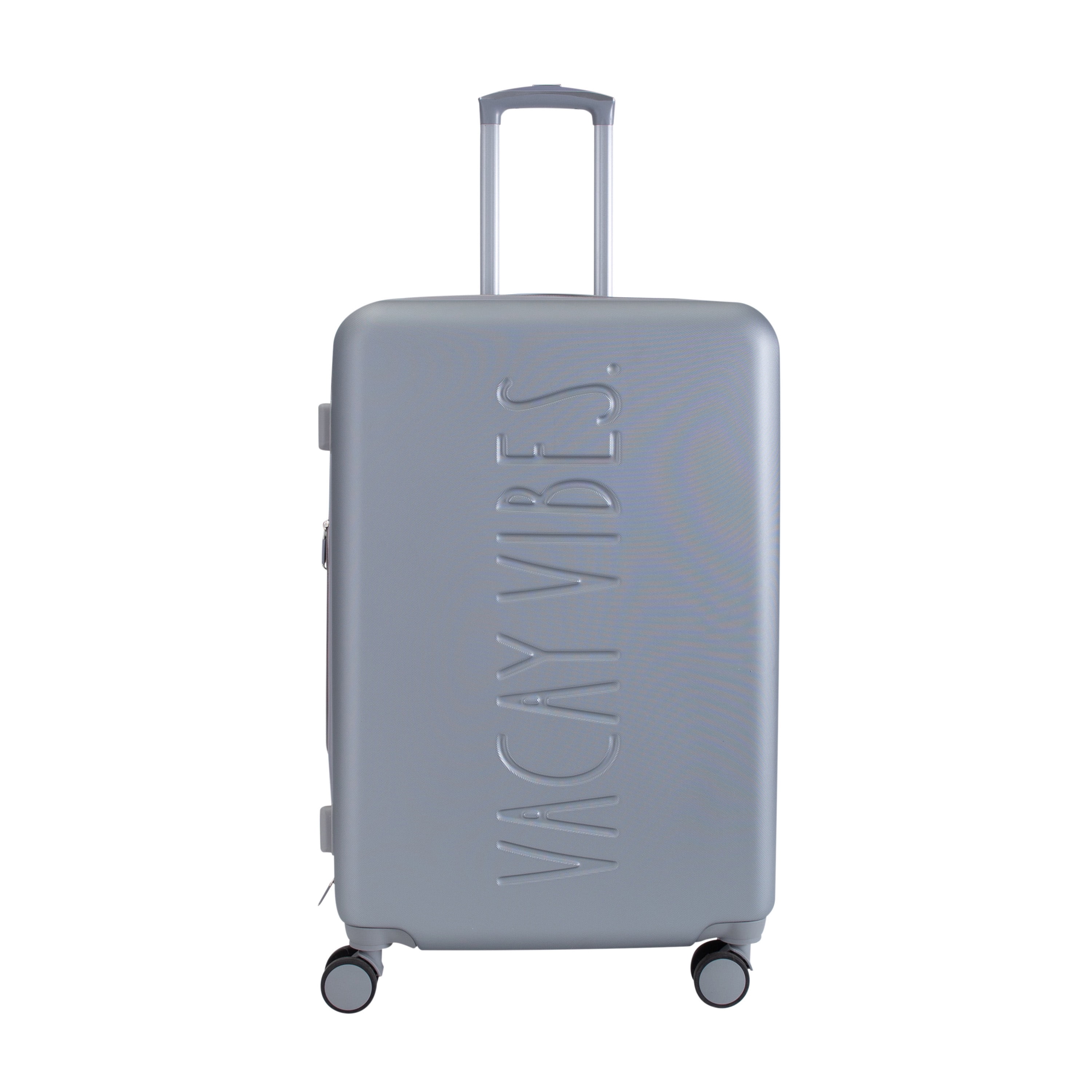 Rae Dunn 3 Piece Debossed Expandable Rolling Luggage Set in Grey