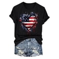 thumbnail image 6 of TOWED22 American Flag Patriotic T-Shirt Women 4th of July Gift Shirt USA Flag Stars Stripes Graphic Short Sleeve Casual Tops(Black,S), 6 of 6