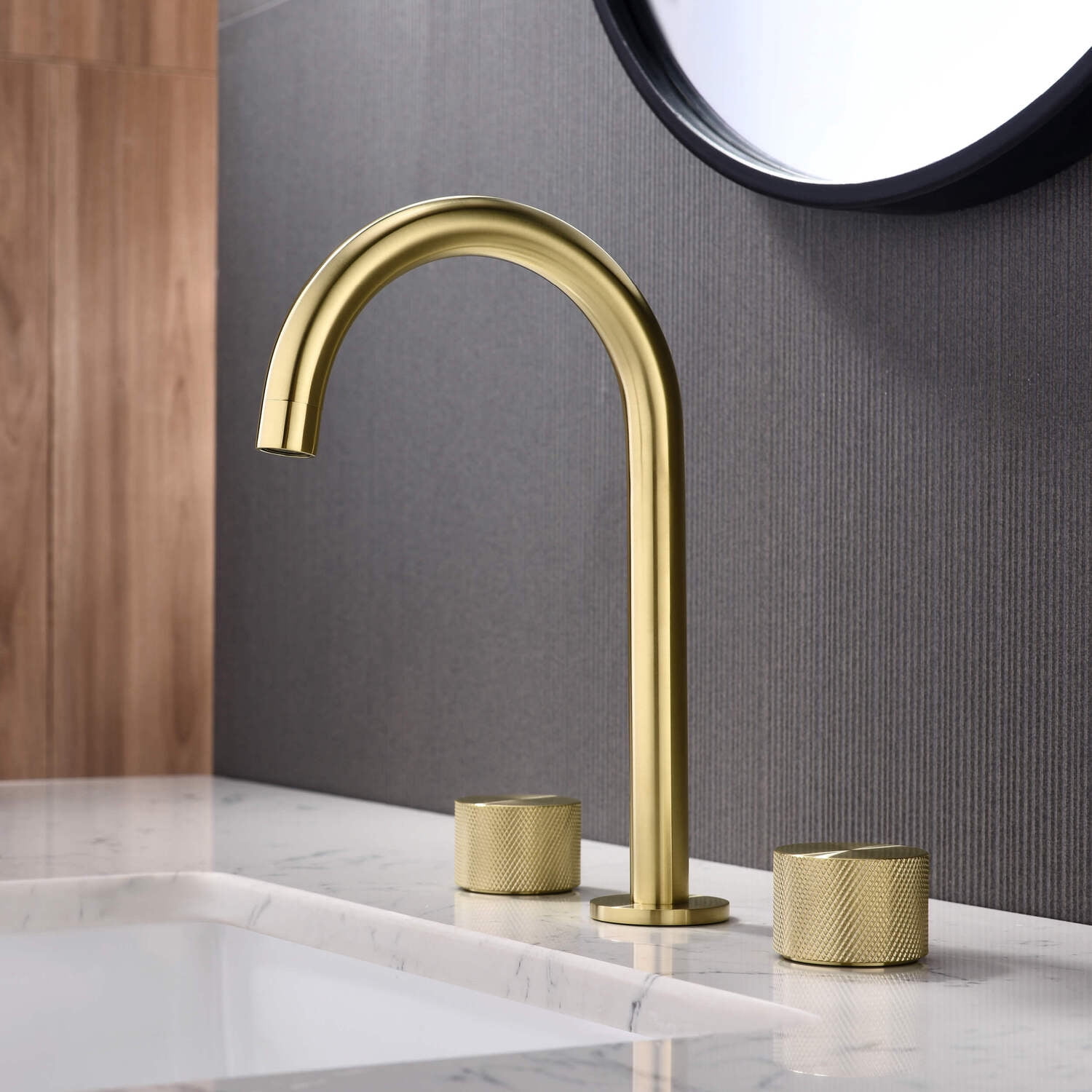 Kibi Circular X 8" Bathroom Sink Widespread Faucet with Drain Assembly