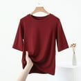 thumbnail image 4 of Admvng Tops For Women Trendy Casual Solid Color 1/2 Sleeve Round-Neck T-shirt Home Blouses M-2XL, 4 of 5