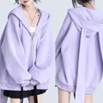 Cute Long Rabbit Ears Hoodie Jackets Y2K Girls Harajuku Solid Color